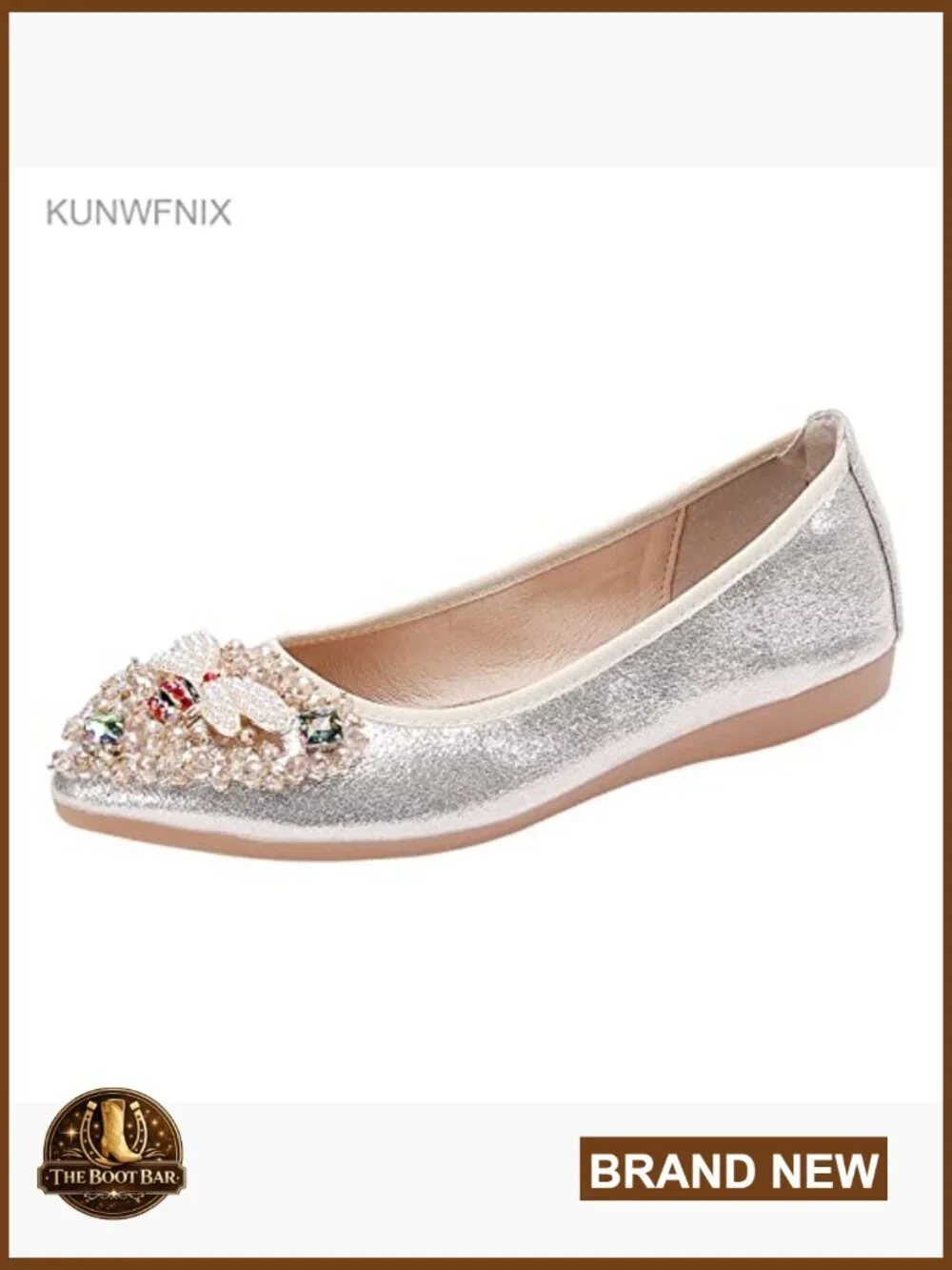Rhinestone Ballet Flats Foldable Comfort Slip On Wedding Shoes Sparkly Pointed